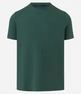 Remera de manga corta, cuello redondo y calce ajustado (slim fit), color gris claro, con textura acanalada vertical.