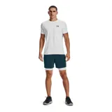 Short de compresión Under Armour HeatGear Armour, color negro con cintura elástica gris con logo de la marca.