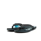 Ojotas Reef Seaside Prints color negro con detalles en celeste.
