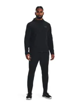 Campera deportiva Under Armour Launch Hooded Jacket, color gris azulado, con cierre frontal completo, capucha y logo en el pecho.
