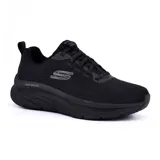 Championes Skechers D'Lux Walker Commuter color negro, con capellada de malla, plantilla Memory Foam y suela de goma flexible.