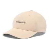 Gorra de béisbol color beige con logo de Columbia bordado en el frente.