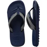 Ojotas Havaianas Track Plus, color azul con tiras grises.