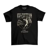 Remera de algodón negro con estampado gráfico de un ángel y el logo de Led Zeppelin.