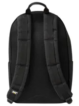 Mochila unisex Cat Gobi Light negra, con logo blanco en el frente y detalles en amarillo. Cuenta con un compartimento principal con cremallera, un bolsillo interior acolchado para el portátil, trabillas frontales para sujetar accesorios y bolsillos laterales planos.