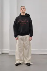 Pantalón baggy color crema de poplin 100% algodón.