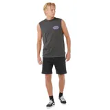 Musculosa negra con logo ovalado de Rip Curl en el pecho, sin mangas y corte recto.