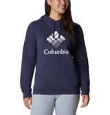 Buzo negro con capucha y bolsillo tipo canguro. Logotipo de Columbia estampado en blanco en el pecho.
