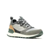 Championes Merrell Alpine 83 Sneaker Recraft, color gris con detalles en marrón y verde. Confeccionados en ante y textil reciclado, con forro de malla transpirable, plantilla de espuma EVA reciclada y suela de goma.