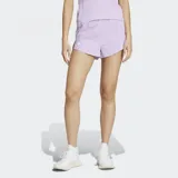 Short de running Adidas Adizero Essentials color lila, con logo blanco estampado en el lateral.