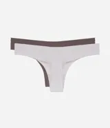 Kit de dos bombachas bikini con hilo doble, confeccionadas en microfibra color blanco y marrón.