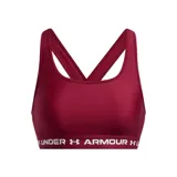 Top deportivo Under Armour color negro, con breteles cruzados en la espalda y banda elástica con el logo de la marca.