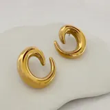 Par de aros dorados de acero quirúrgico hipoalergénico con baño de oro de 18k, con forma de espiral grueso.