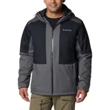 Campera Columbia Point Park II para hombre, color gris y negro, impermeable y transpirable con tecnología Omni-Tech, aislante térmico reflectante Omni-Heat, capucha ajustable, bolsillos laterales con cremallera, puños ajustables y dobladillo ajustable con ceñidor.