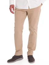 Pantalón de hombre RKF modelo Turin, estilo chino, color gris, corte moderno, tiro medio, con tecnología Natural Flex.