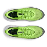 Zapatillas de running Under Armour Infinite para mujer, con capellada de tejido knit degradado en tonos gris y verde flúor, logo de la marca en el talón y suela blanca con tecnología HOVR.