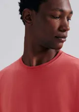 Camiseta marrón de corte recto y mangas cortas.