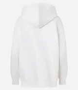 Saco cerrado tipo hoodie blanco con capucha, cordón ajustable, bolsillo canguro y estampa frontal con el texto "SEATTLE Washington 1989".