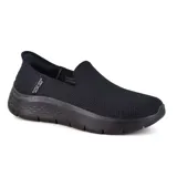 Championes Skechers Go Walk Flex negros, sin cordones, con capellada de malla y suela con tecnología Ultra Go.