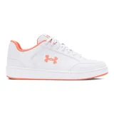 Championes Under Armour UA W Official, color blanco con detalles en naranja.