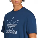 Camiseta Adidas Adicolor Outline Trefoil azul con logo blanco delineado.