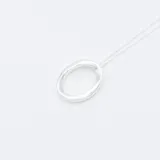 Collar de plata 925 con cadena fina y dije circular liso. El dije tiene forma de anillo grueso y pulido.