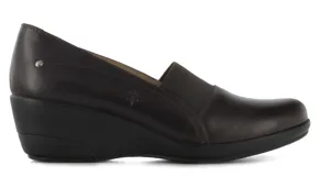 Zapatos Lombardino Casual Sofia de mujer, color negro, con elástico en el empeine y plataforma baja.