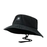 Sombrero tipo bucket negro con logo de Rip Curl bordado en el frente.