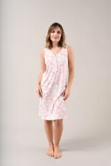 Camisón sin mangas de algodón con estampado de hojas en tonos claros.