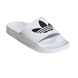 Ojotas Adidas Adilette Lite blancas con logo negro.