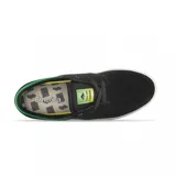 Zapatillas de skate Emerica Figgy G6 X Shake Junt, color negro con detalles en verde y suela blanca.