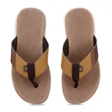 Chanclas de dedo color caramelo y camel con base texturizada y logo de la marca en la tira.