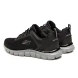 Championes Skechers Track Broader negros con suela gris. Capellada de malla y material sintético, plantilla Memory Foam y suela flexible.