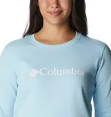 Buzo Columbia color lila con logo estampado en el pecho.