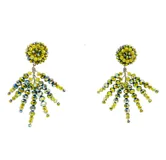 Caravanas artesanales de 8 cm, elaboradas con cristales en color verde lima y ajuste de perforación.