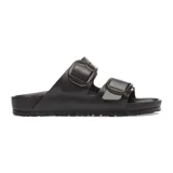 Sandalias Birkenstock Arizona Big Buckle, color negro, con dos correas ajustables y hebillas grandes color peltre.