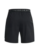 Short deportivo Under Armour UA Vanish Woven 6IN para hombre, color negro, confeccionado en tejido ligero, duradero y transpirable de secado rápido. Presenta logo de la marca en la pierna izquierda.