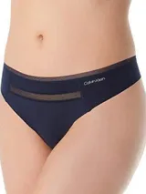 Colaless Calvin Klein color azul marino, con cintura elástica con logo de la marca y ribetes de encaje.