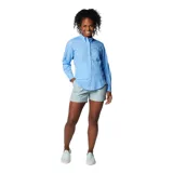 Camisa de manga larga Columbia Tamiami II LS Shirt color celeste, con tecnología Omni-Wick y Omni-Shade con protección solar UPF 40, aperturas de ventilación y tratamiento antimicrobiano.