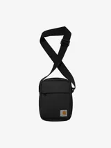 Bandolera Carhartt Jake de lona de poliéster reciclado repelente al agua, color negro, con compartimento principal con cremallera, bolsillo frontal y bolsillo interior de malla.