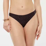 Braguita de bikini reversible con estampado de leopardo en tonos marrones de un lado y liso negro del otro.