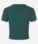 Blusa verde oscuro de algodón acanalado, corte ajustado y cuello redondo.