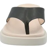 Sandalia tipo ojota color beige con plataforma y tira ancha blanca.