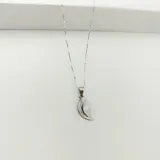 Conjunto de collar y dije de plata 925 con dije en forma de hoja de nácar.
