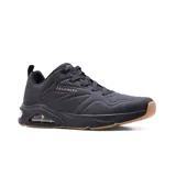 Championes Skechers Street Tres-Air Uno color negro, con cordones, capellada de cuero sintético texturizado, plantilla Skechers Air-Cooled Memory Foam y entresuela con cámara de aire visible Skech-Air.