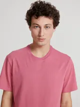 Camiseta marrón de corte recto y mangas cortas.