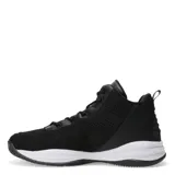 Zapatillas deportivas de corte alto color negro con detalles en blanco, ideales para actividades atléticas.