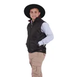 Chaleco negro de microfibra impermeable con forro de polar, diseño sin mangas.