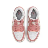 Zapatillas de media caña Air Jordan 1 Mid SE, color blanco y rosa con detalles en color crema en la suela.