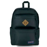 Mochila negra de 27L con compartimentos múltiples para organización y respaldo acolchado.